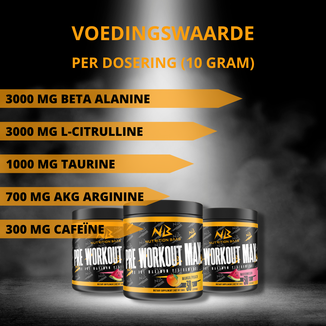 Pre Workout MAX. - Mango & Perzik - 30 Servings - 300 Gram