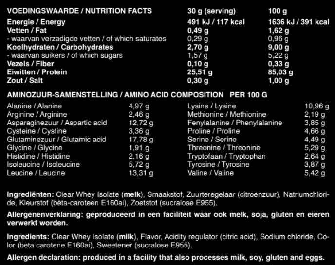 Whey Isolate Juice - Proteine Poeder - Clear Whey Isolate - Heldere Eiwitshake - Mango & Perzik - 17 Shakes - 420 Gram